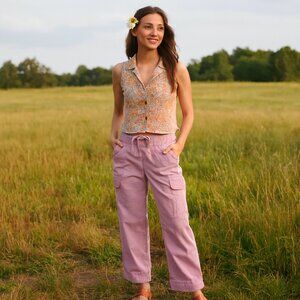 Holister Women's Baggy Pants XS Mauve Adjustable Rise Cargo